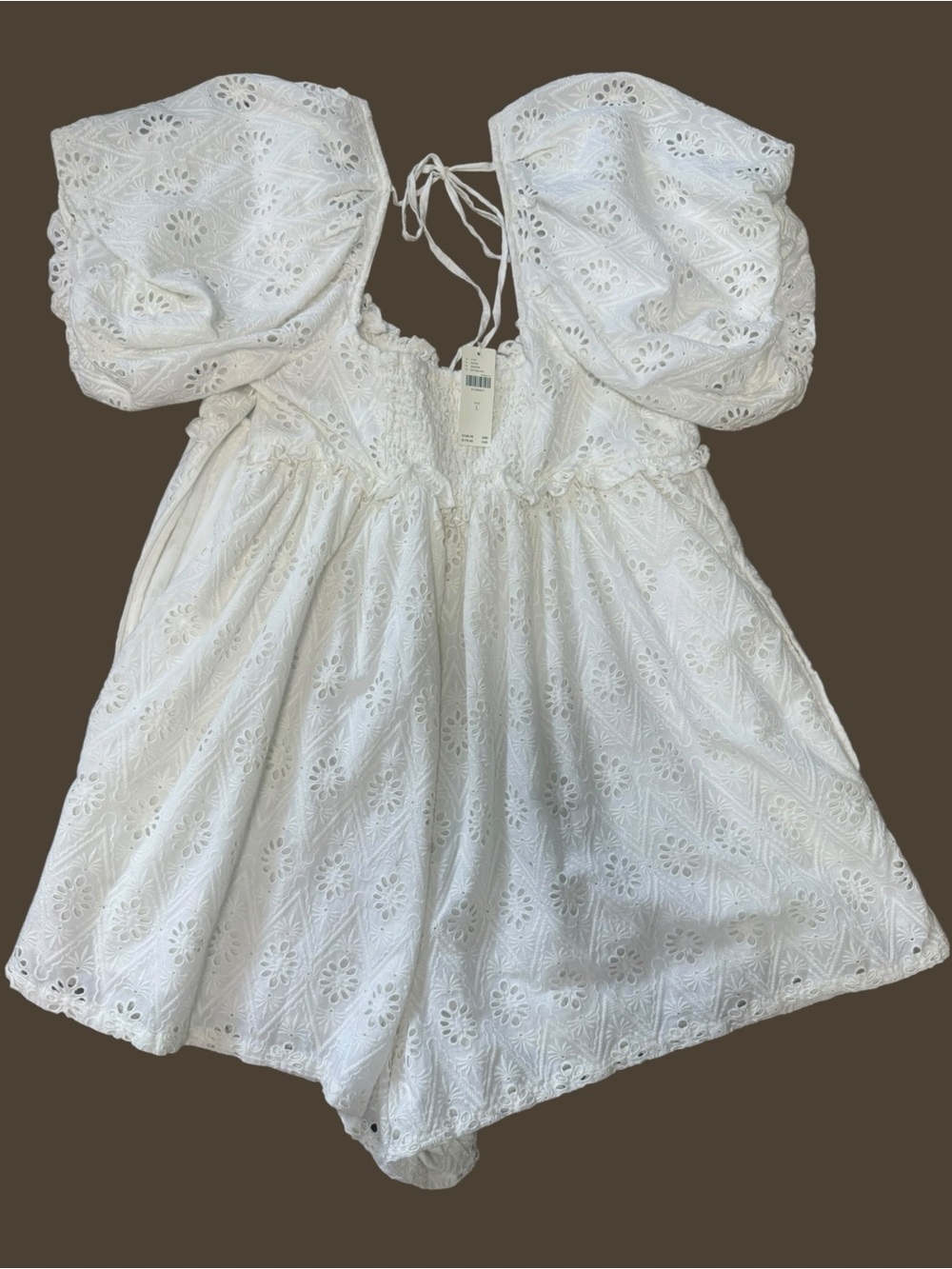 Pilcro Puff Sleeve Eyelet Romper Sz L NWT Babydoll Style - Picture 3 of 7